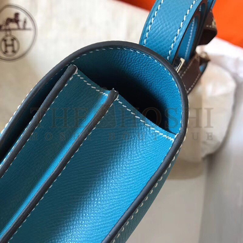 H**me5 Epsom Constance 24cm Blue Jean Handmade Bag Master Quality