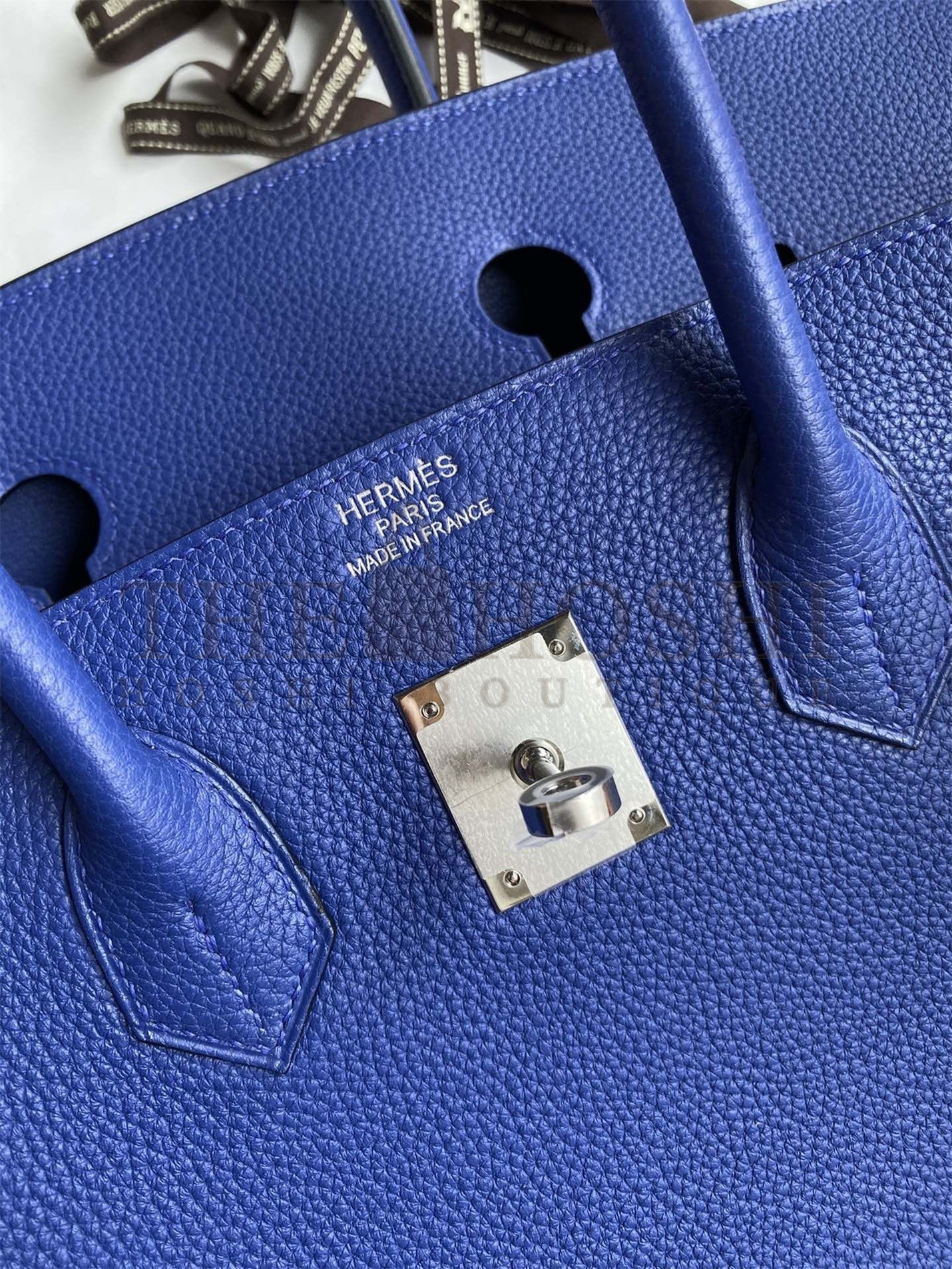 H**me5 Birkin 35 Retourne Handmade Bag In Blue Electric Clemence Leather Master Quality