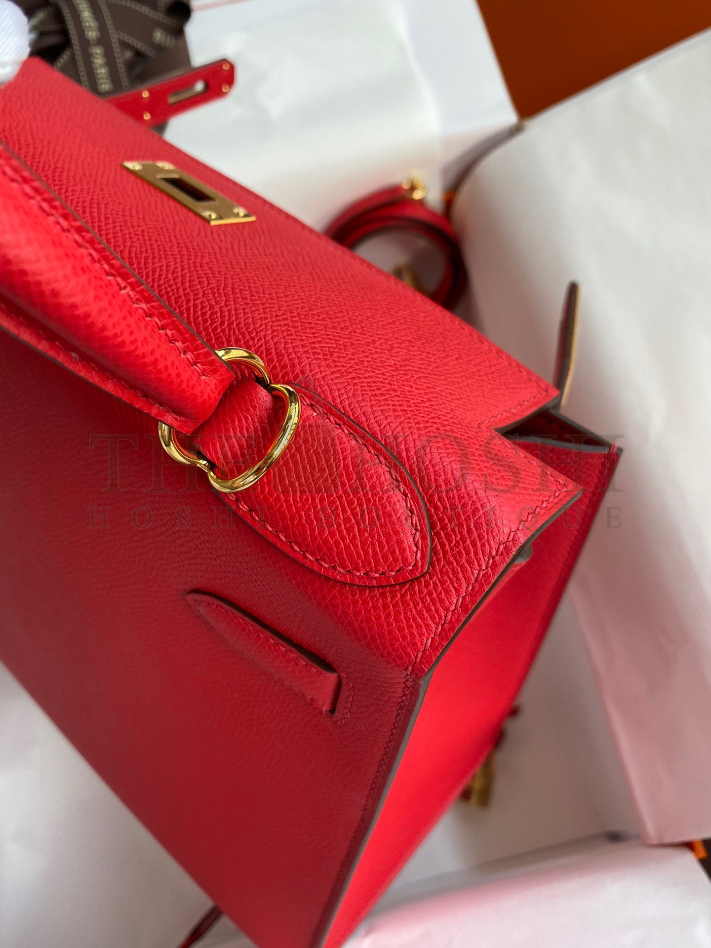 H**me5 Kelly Sellier 28 Handmade Bag In Red Epsom Calfskin Master Quality