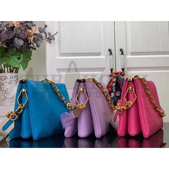 L0vis Vvtt0n LV Women Coussin MM Handbag Blue Lambskin Zip Closure Master Quality