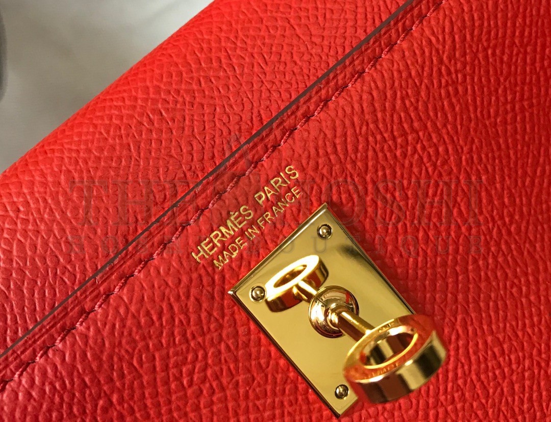 H**me5 Kelly Mini II Sellier Bag In Red Epsom Leather Master Quality
