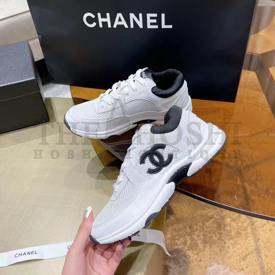 Ch**el  sneaker real leather  trainer CC Women Calfskin &amp; Mixed Fibers Sneakers White shoes Master Quality