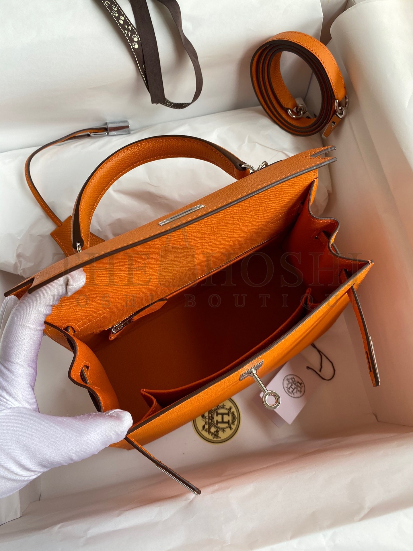 H**me5 Epsom Kelly 25cm Sellier Handmade Orange Bag Master Quality