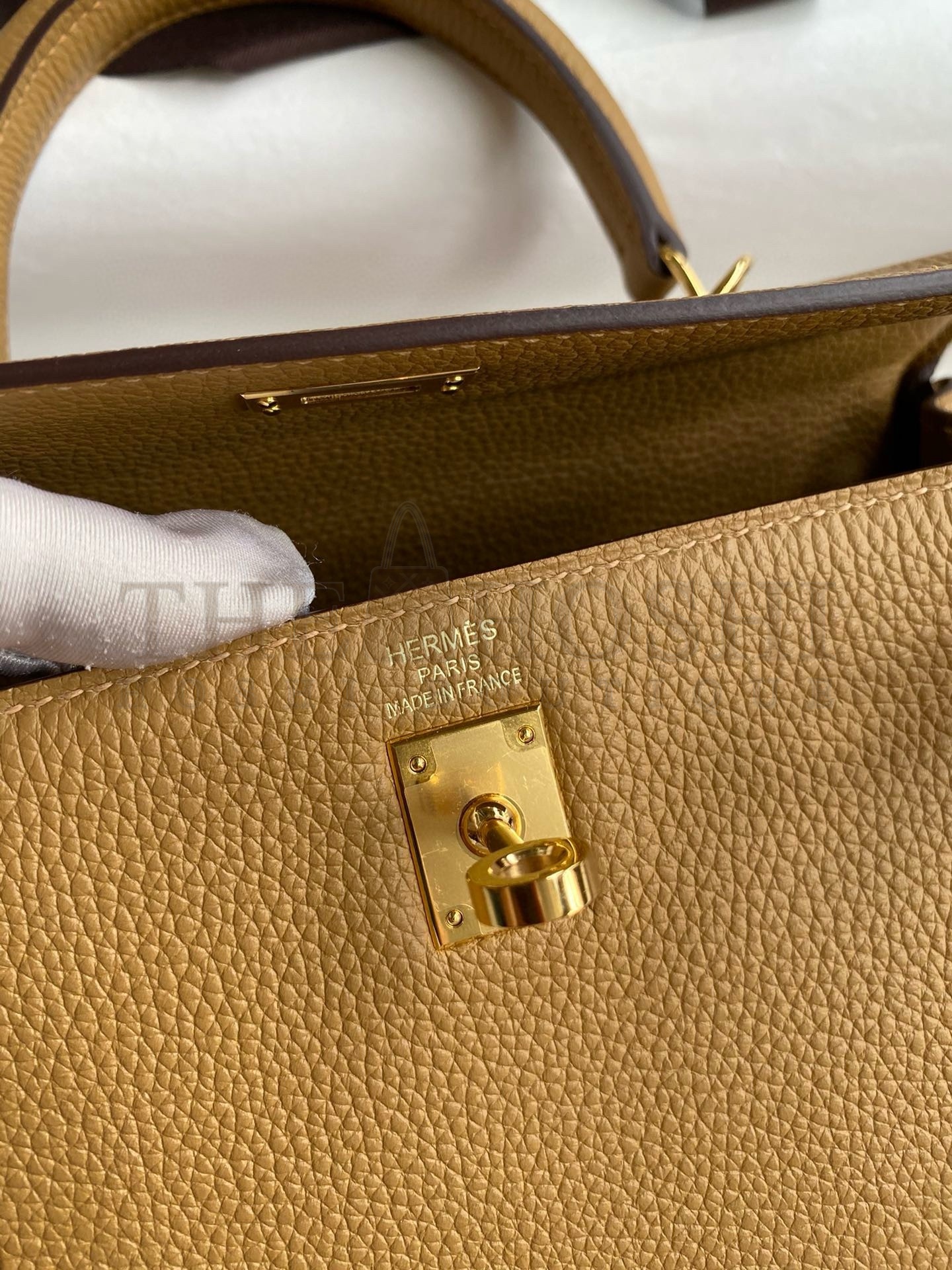 H**me5 Kelly Retourne 25 Handmade Bag In Biscuit Clemence Leather Master Quality