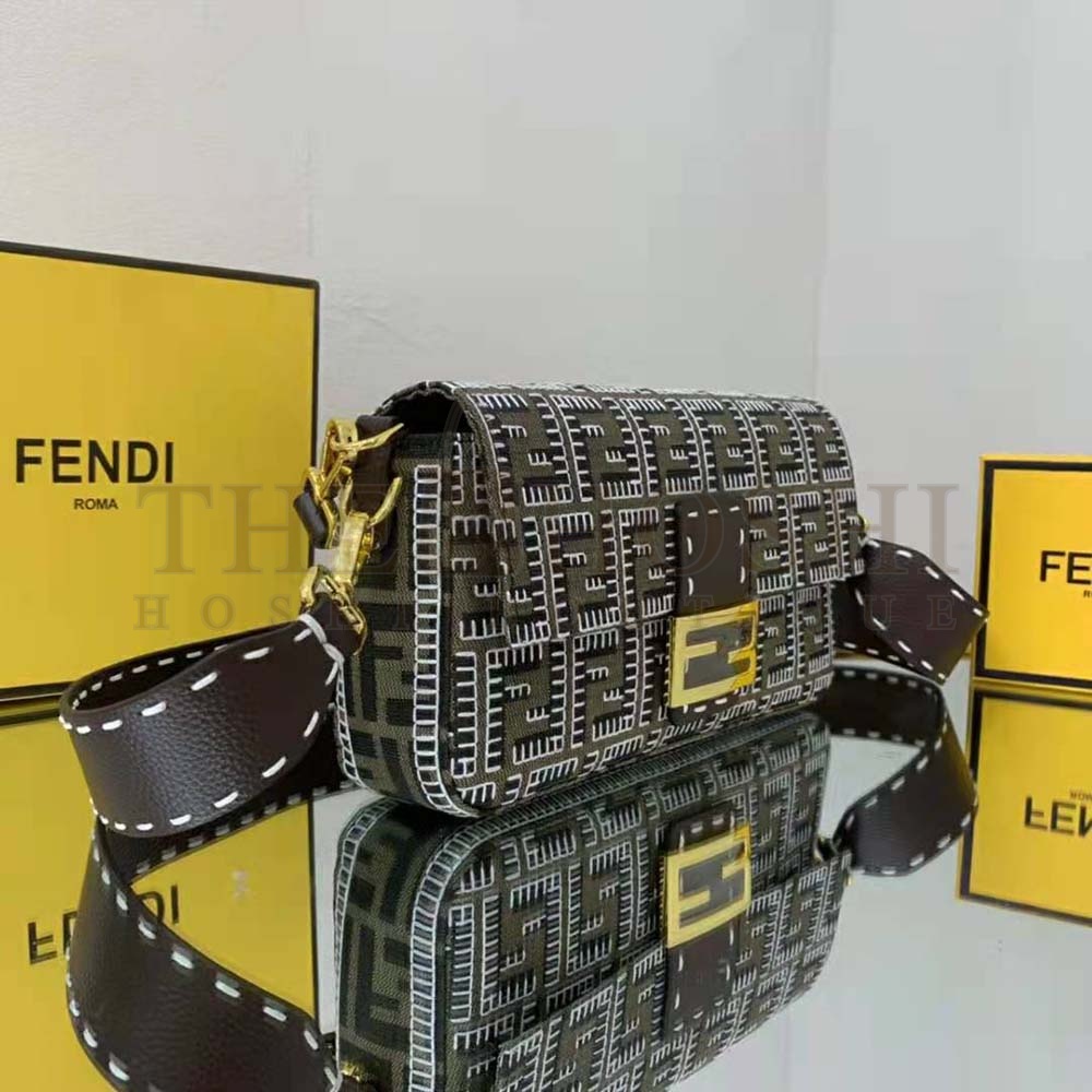 F**di Women Baguette Embroidered FF Fabric Bag Master Quality