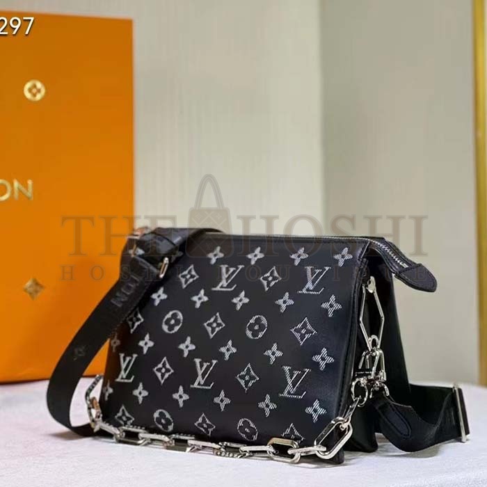 L0vis Vvtt0n LV Women Coussin BB Handbag Black Glass Beads Polyester Satin Master Quality