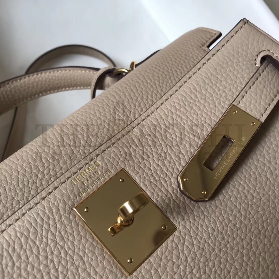 H**me5 Kelly 28cm Retourne Bag In Argile Clemence Leather Master Quality