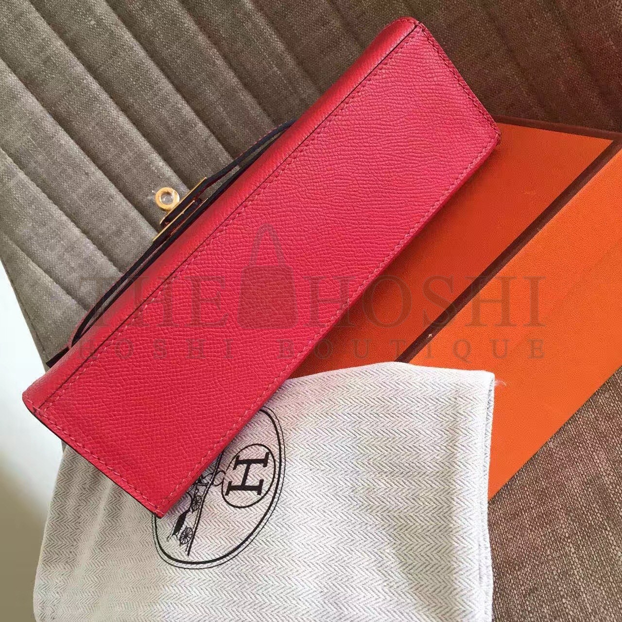 H**me5 Red Kelly Pochette Epsom Handmade Bag Master Quality