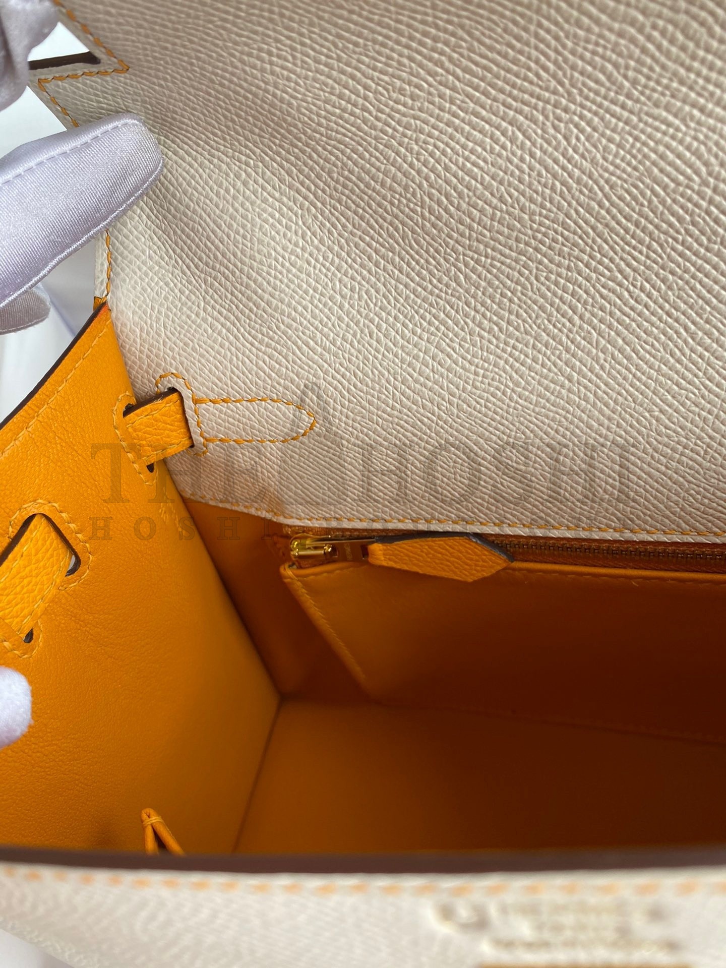 H**me5 Kelly Sellier 25 Bicolor Bag in Craie and Yellow Epsom Calfskin Master Quality