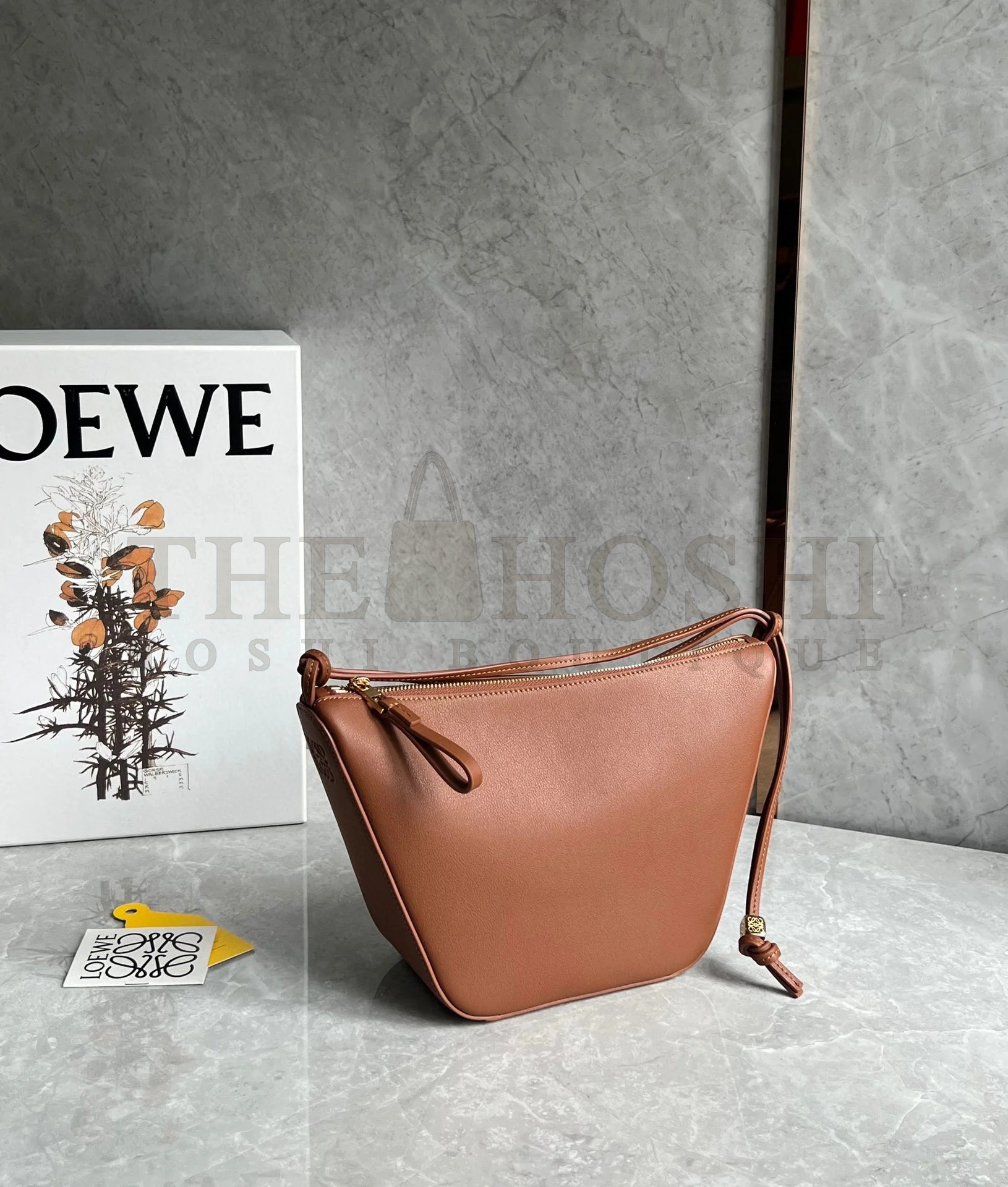 L0ew* Mini Hammock Hobo Bag in Brown Calfskin Master Quality