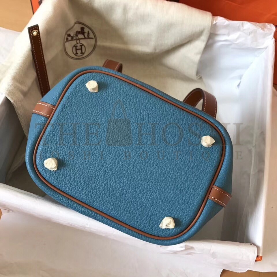 H**me5 Bicolor Picotin Lock PM 18cm Blue Jean Bag Master Quality