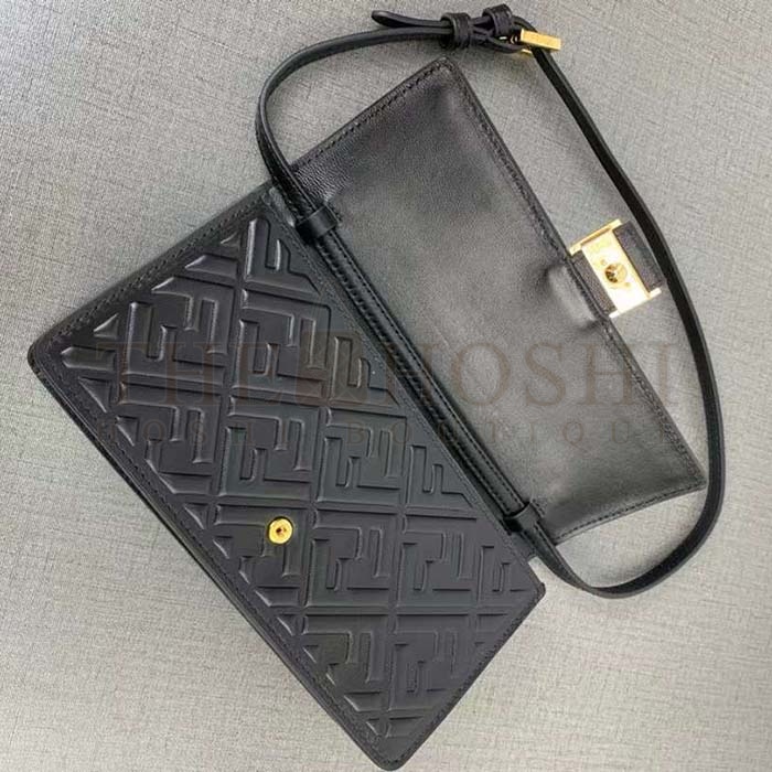 F**di Women FF Wallet On Chain Baguette Black Nappa Leather Wallet Master Quality