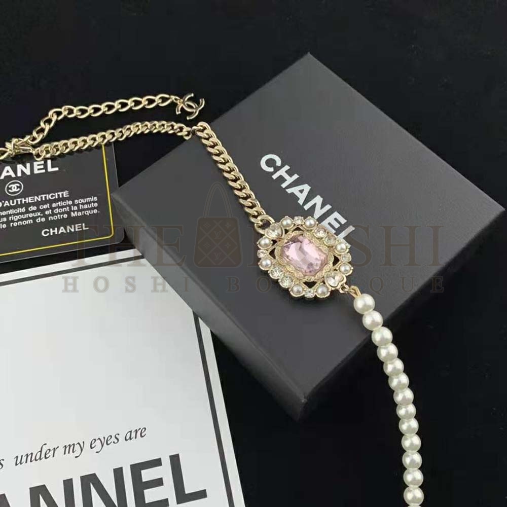 Ch**el Women Long Necklace in Metal Resin Glass Pearls and Strass Master Quality