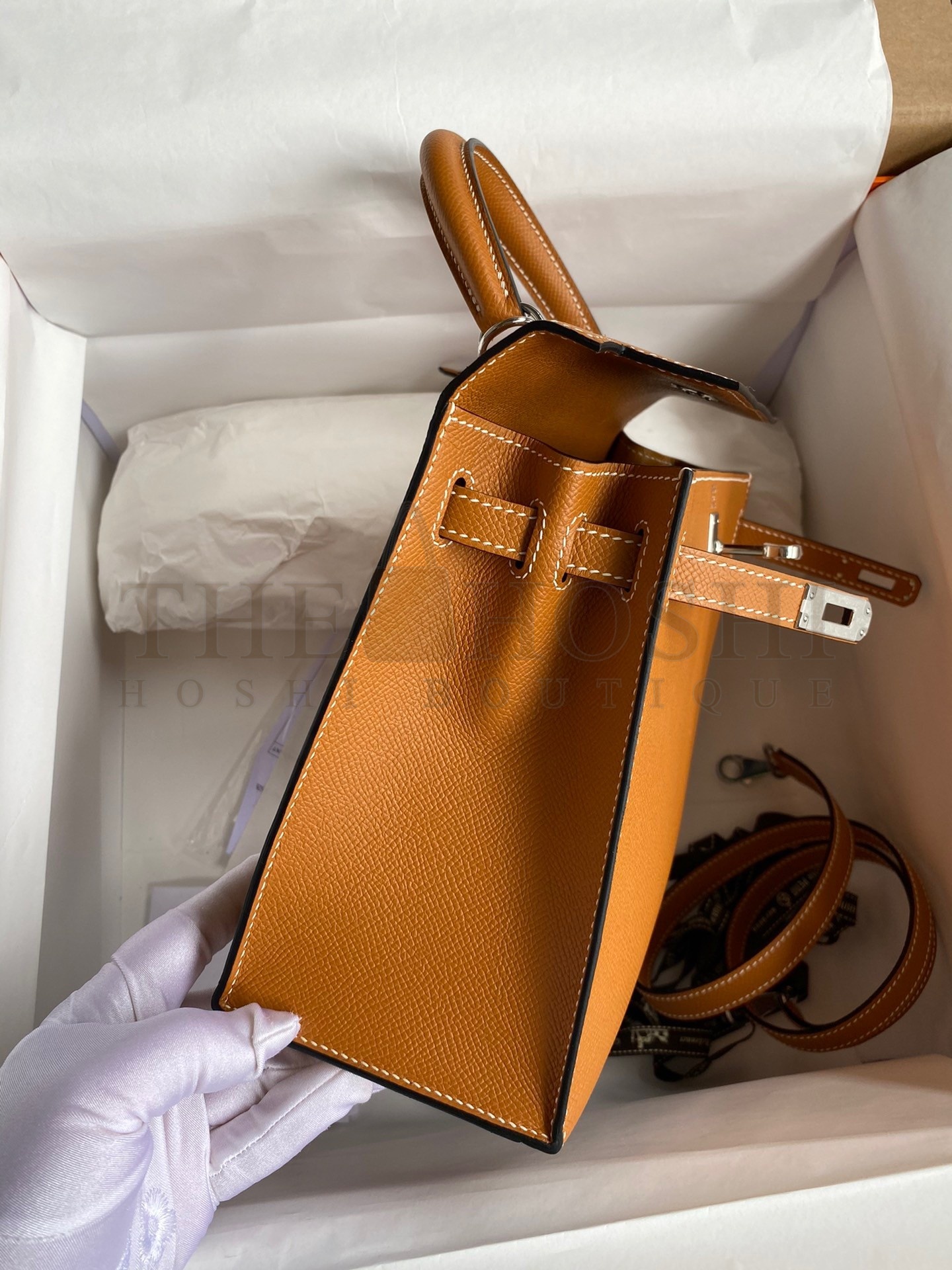 H**me5 Kelly Sellier 25 Handmade Bag In Toffee Epsom Calfskin Master Quality