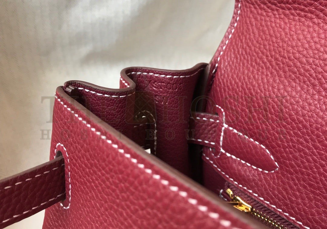 H**me5 Kelly 28cm Retourne Bag in Bordeaux Clemence Leather GHW Master Quality