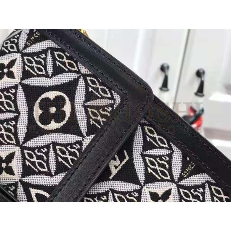 L0vis Vvtt0n LV Women Since 1854 Dauphine MM Handbag Black Monogram Flowers Cowhide Master Quality