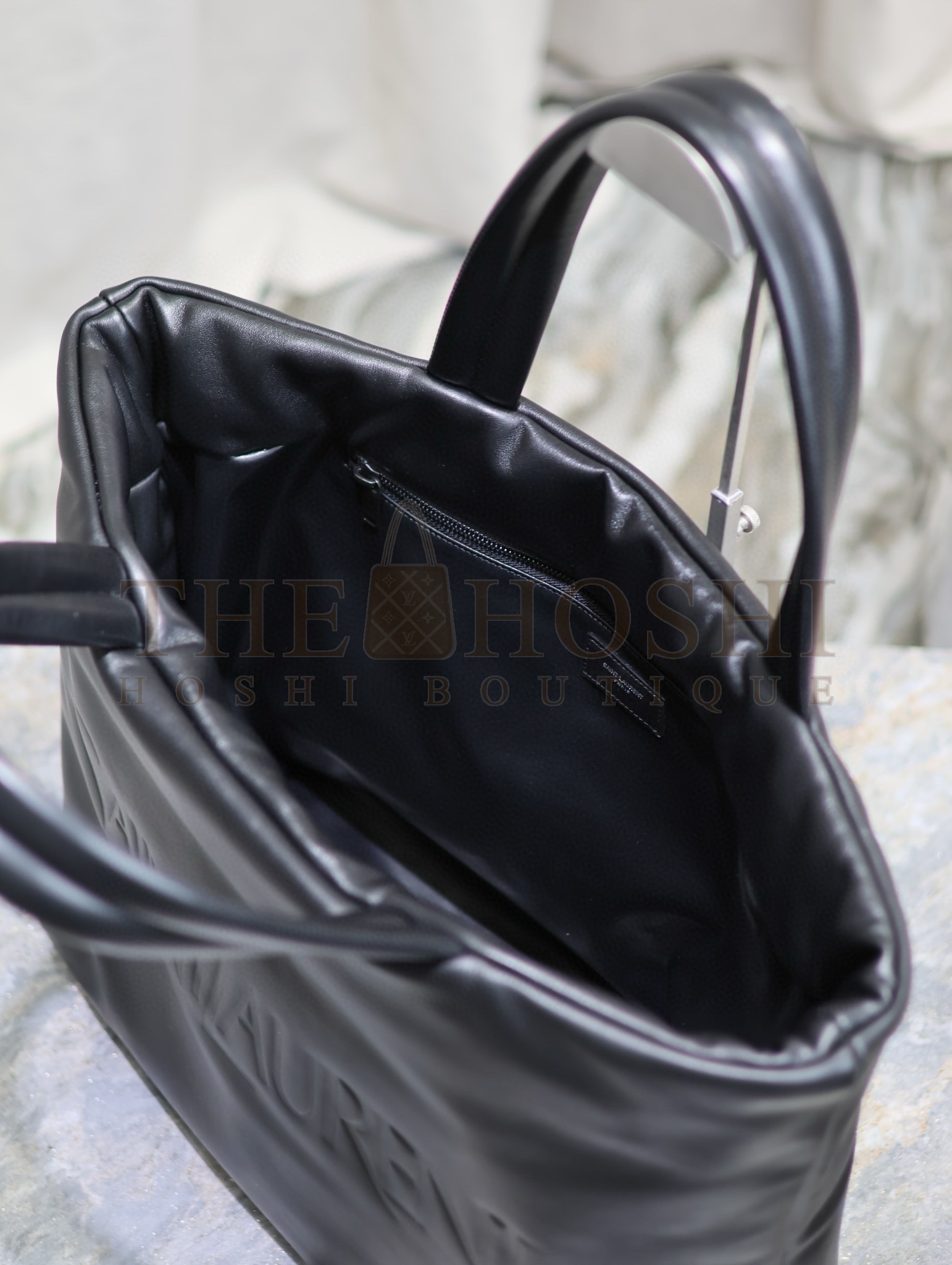 Sa1nt Lau*nt Wide Puffer Tote Bag in Black Nappa Lambskin Master Quality