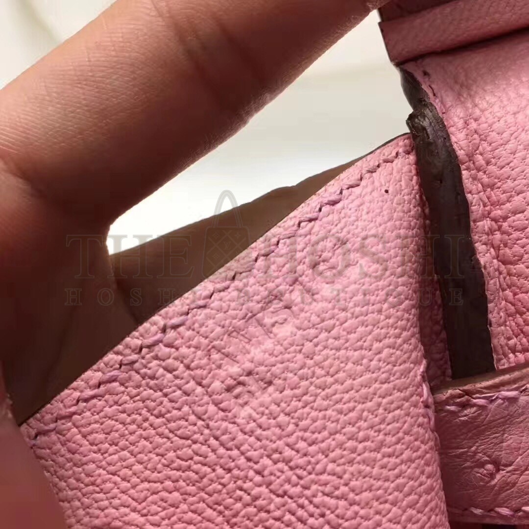 H**me5 Pink Birkin 30cm Ostrich Handmade Bag Master Quality