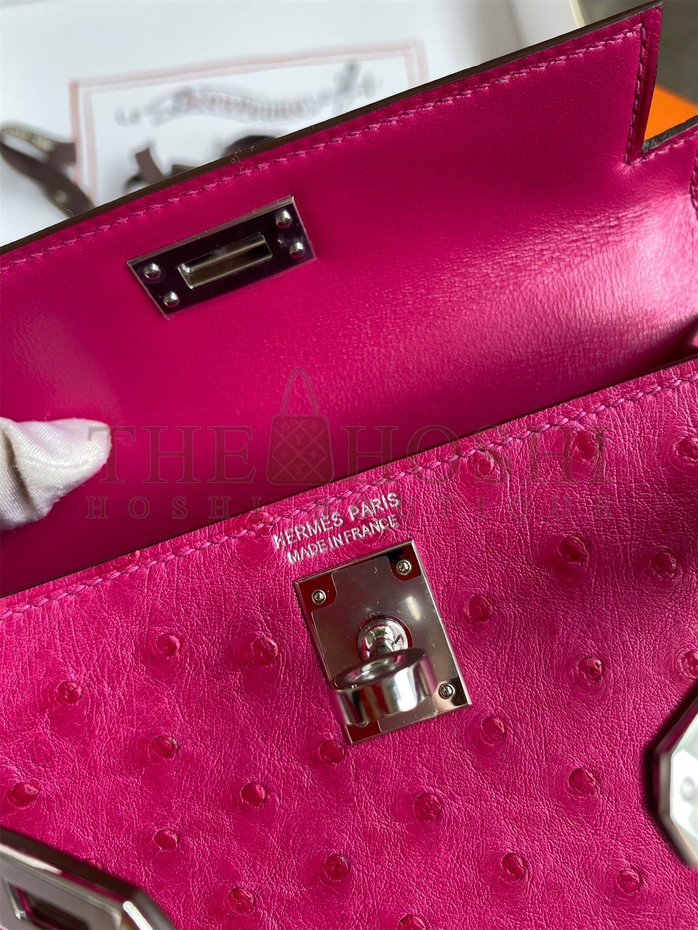 H**me5 Kelly Mini II Sellier Handmade Bag In Rose Red Ostrich Leather Master Quality