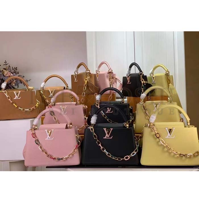 L0vis Vvtt0n LV Women Capucines MM Handbag Hazelnut Brown Taurillon Cowhide Leather Master Quality