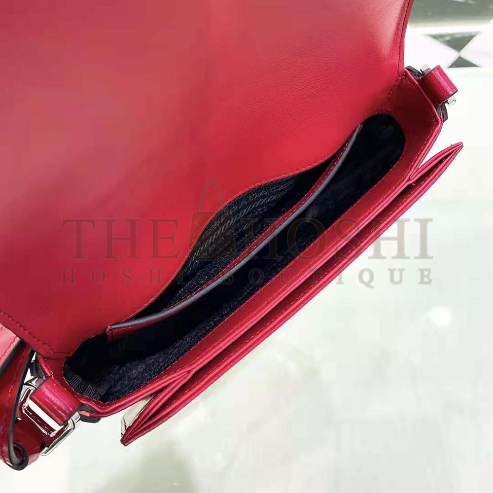 Pra*a Women Brushed Leather Shoulder Bag-Red Master Quality