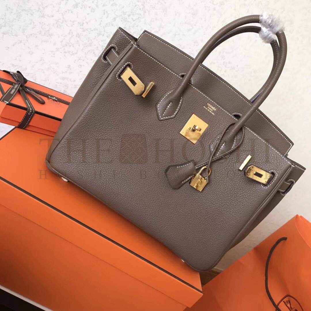 H**me5 Taupe Birkin 30cm Clemence Handmade Bag Master Quality