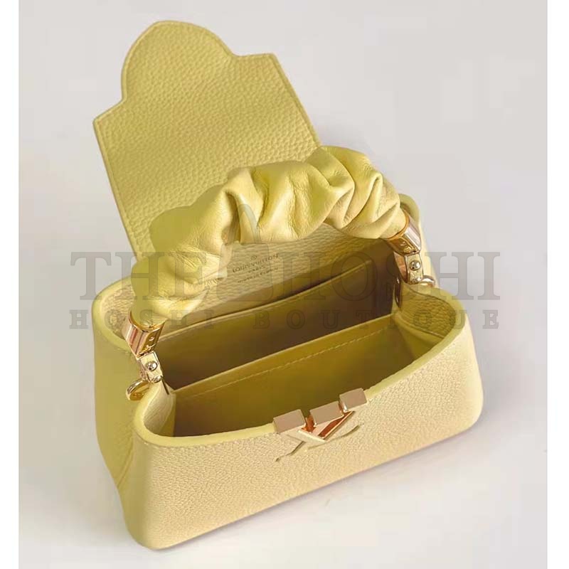 L0vis Vvtt0n LV Women Capucines Mini Handbag Yellow Taurillon Calfskin Master Quality