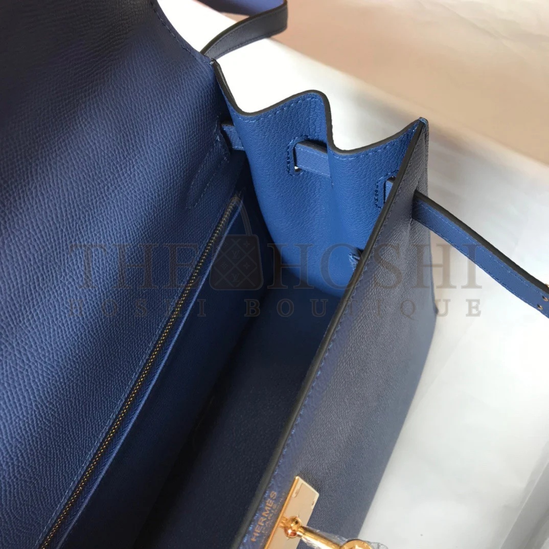 H**me5 Kelly 28cm Sellier Bag in Blue Agate Epsom Calfskin GHW Master Quality