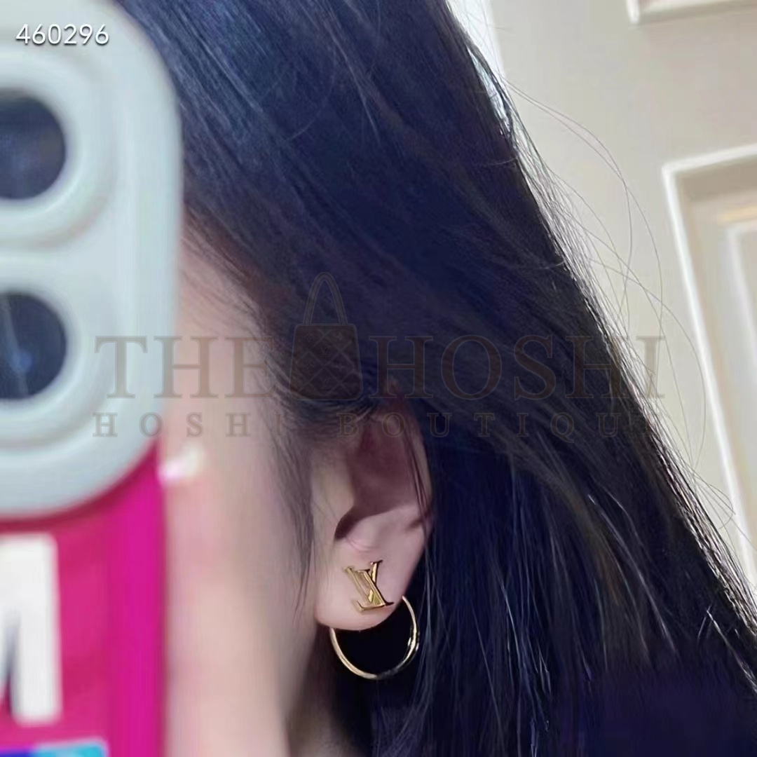 L0vis Vvtt0n Women LV Eclipse Earrings Metal Gold-Color Initials M00763 Master Quality