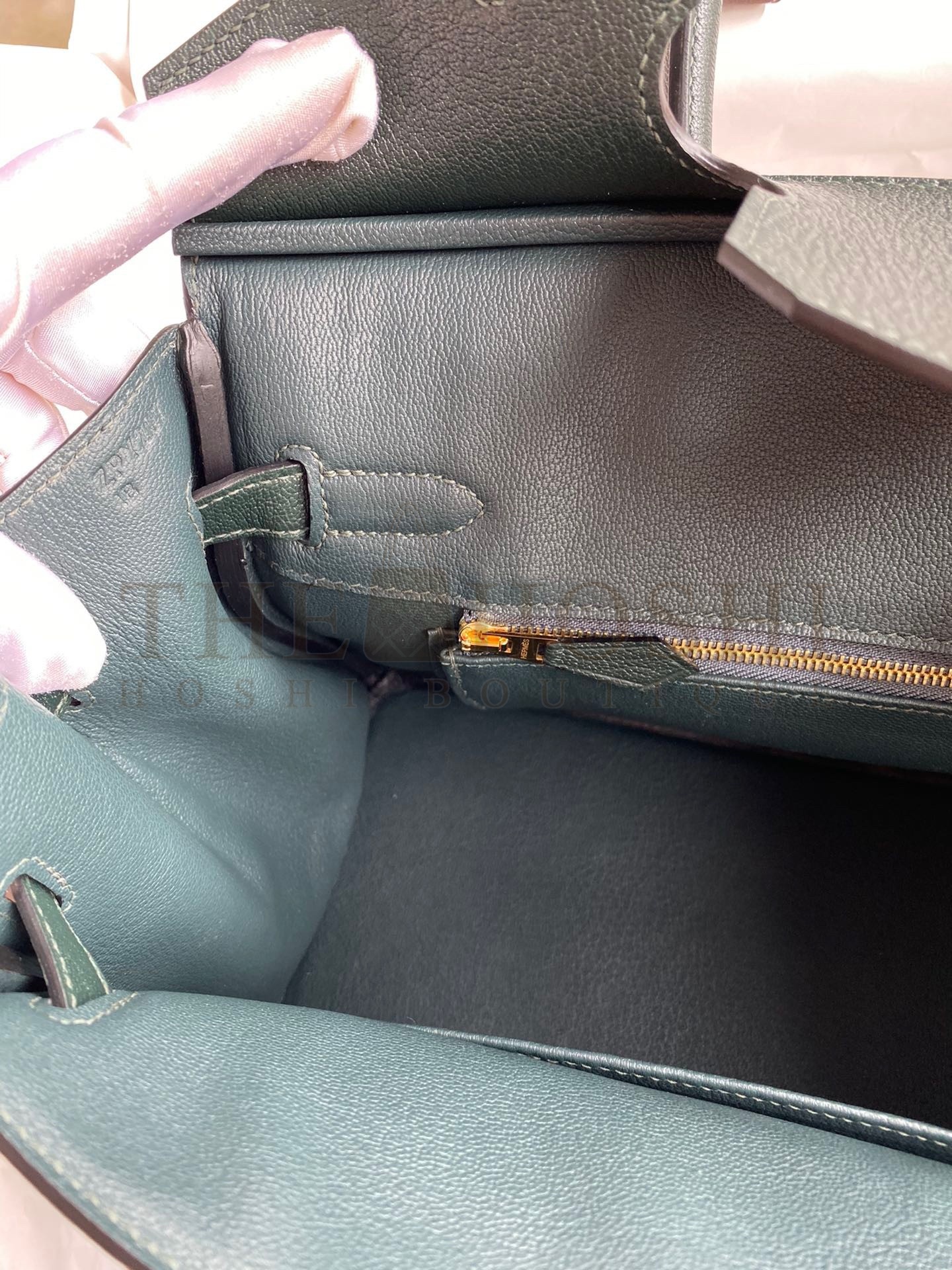 H**me5 Birkin 30 Retourne Handmade Bag In Vert Cypres Chevre Mysore Leather Master Quality