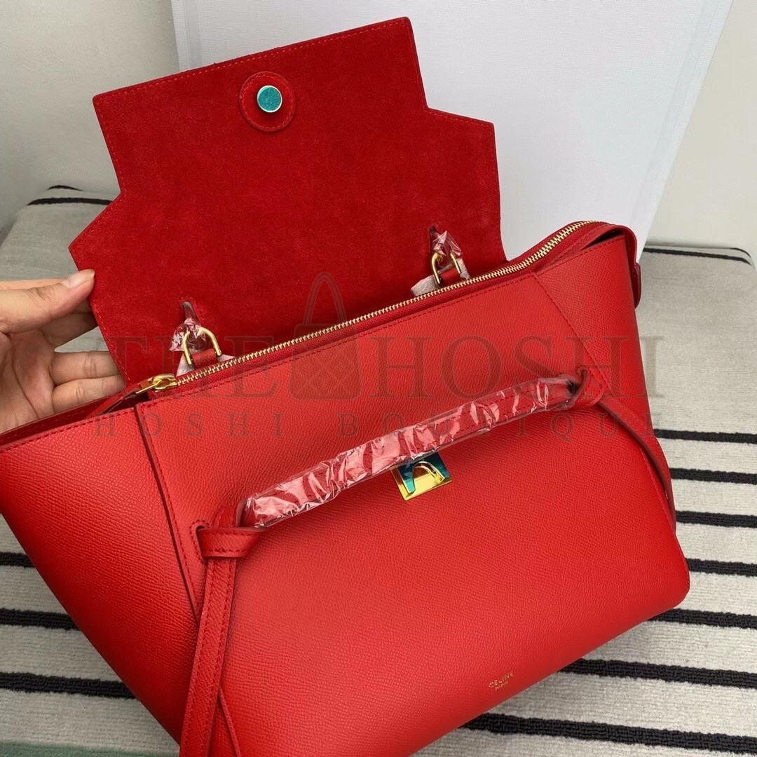 Ce1i*e Belt Mini Bag In Red Grained Calfskin Master Quality