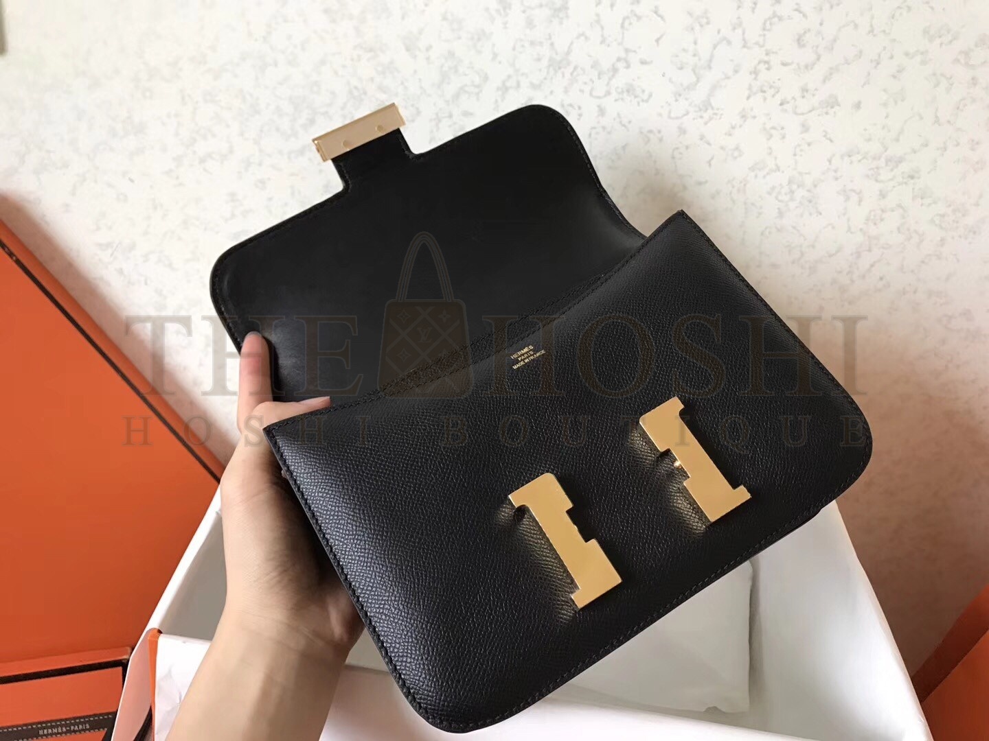 H**me5 Epsom Constance 24cm Black Handmade Bag Master Quality