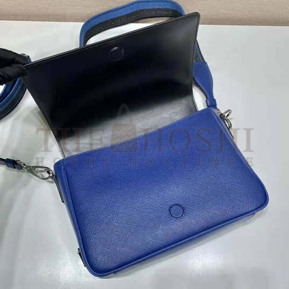 Pra*a Women Saffiano Leather Shoulder Bag with Sleek-Navy Master Quality