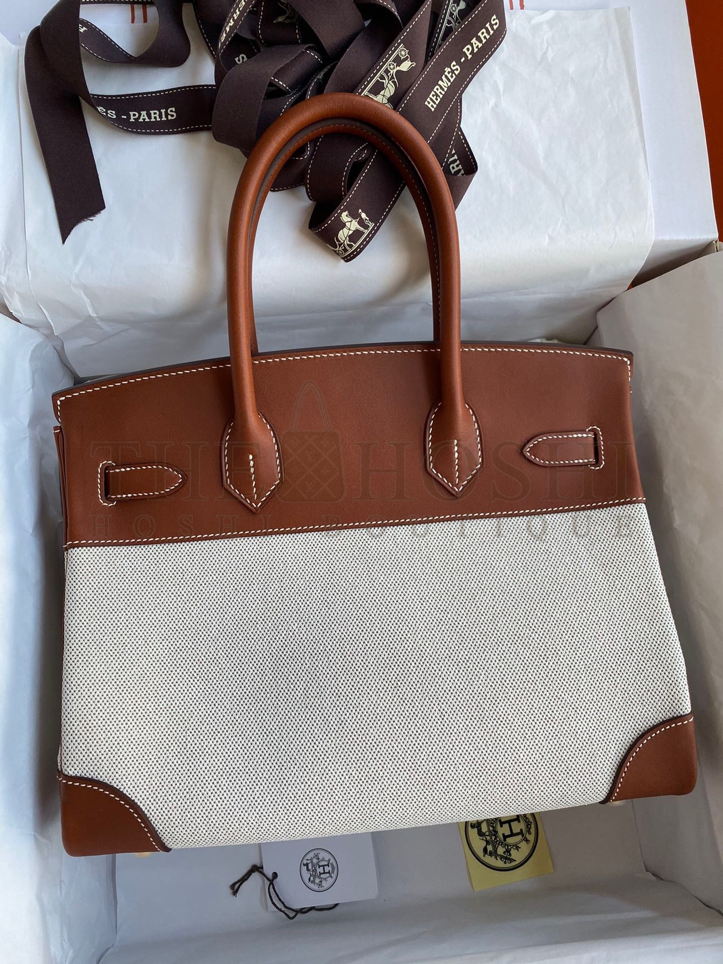 H**me5 Birkin 30 Handmade Bag In Toile & Gold Swift Leather Master Quality