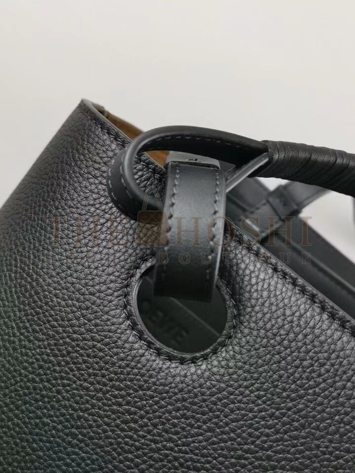 L0ew* Anagram Small Tote In Black Grained Calfskin Master Quality