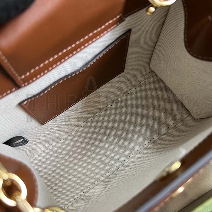 Gvc*1 Women Diana Mini Tote Bag Camel Ebony GG Canvas Crystals Double G Master Quality
