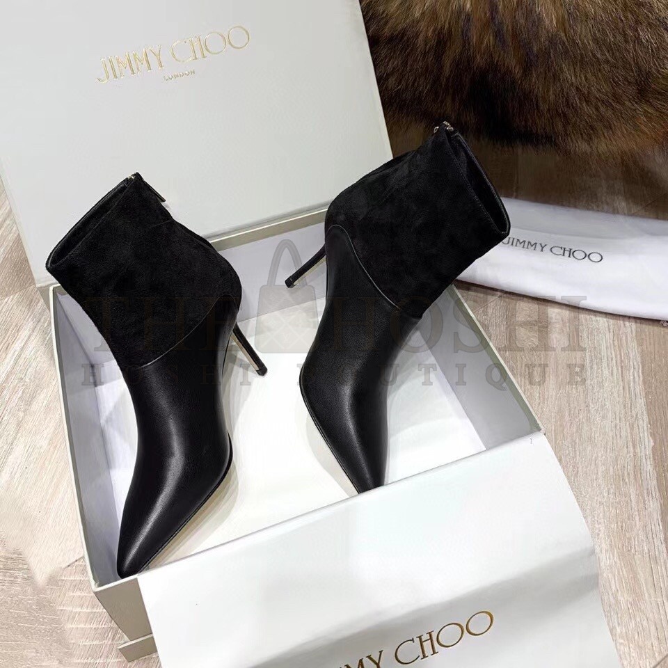 J1m*y Ch00 Beyla 85mm Ankle Boots In Black Leather Master Quality