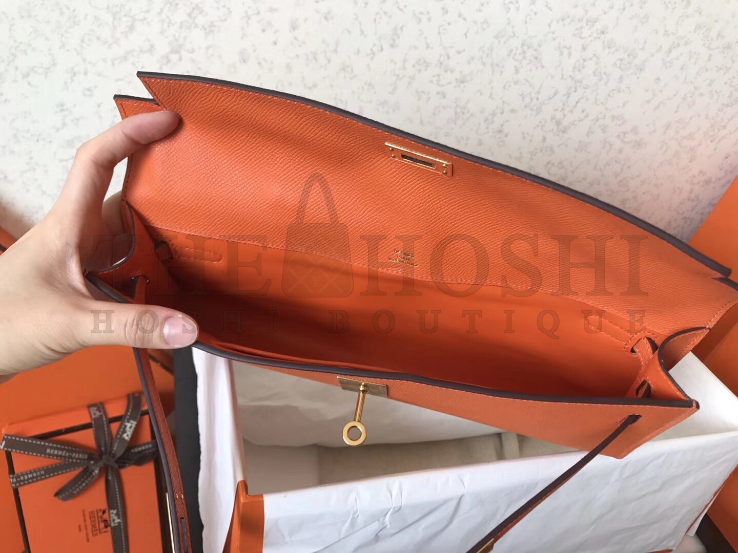 H**me5 Orange Epsom Kelly Cut Handmade Bag Master Quality