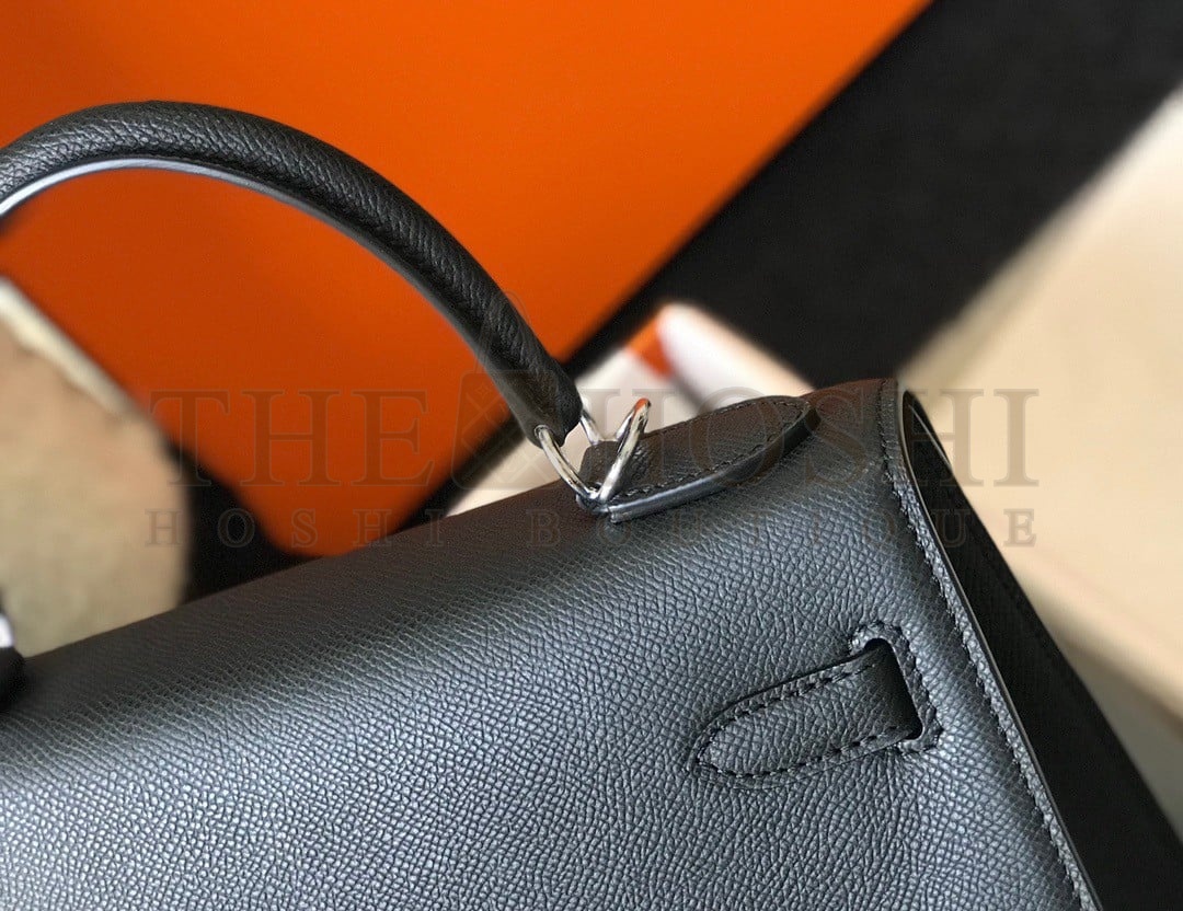H**me5 Kelly 25cm Sellier Bag in Black Epsom Calfskin PHW Master Quality