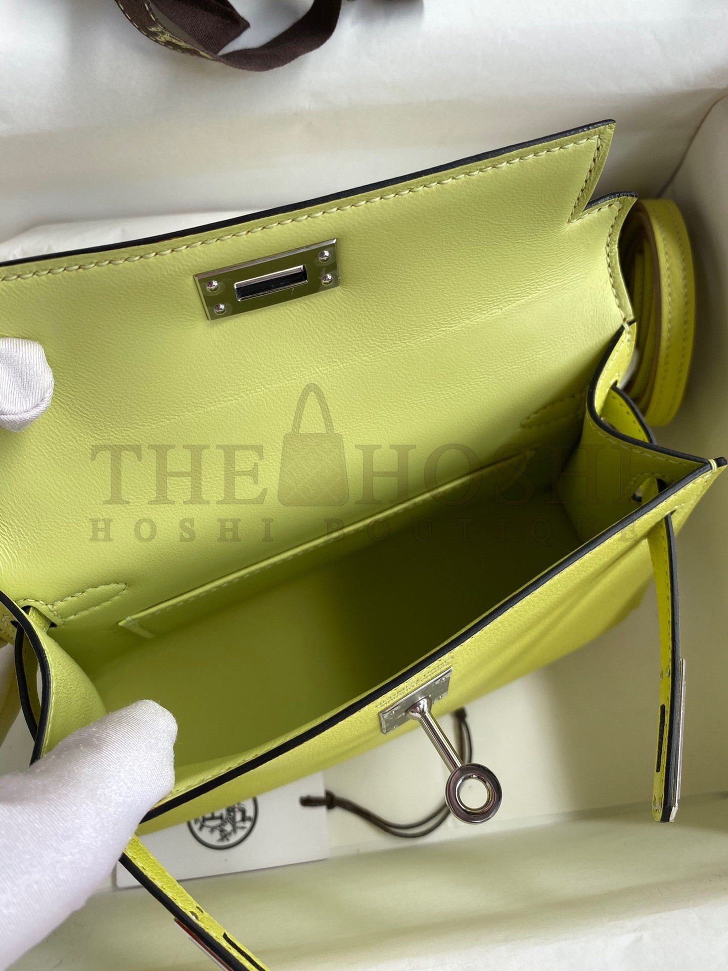 H**me5 Kelly Mini II Sellier Handmade Bag In Jaune Bourgeon Chevre Mysore Leather Master Quality