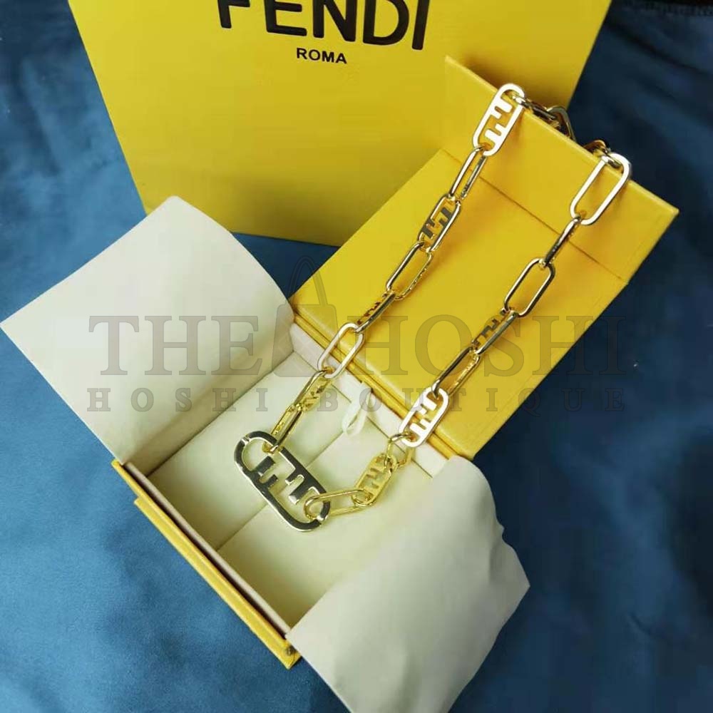 F**di Women Necklace with F**di OLock Mesh and Oval Clip Master Quality