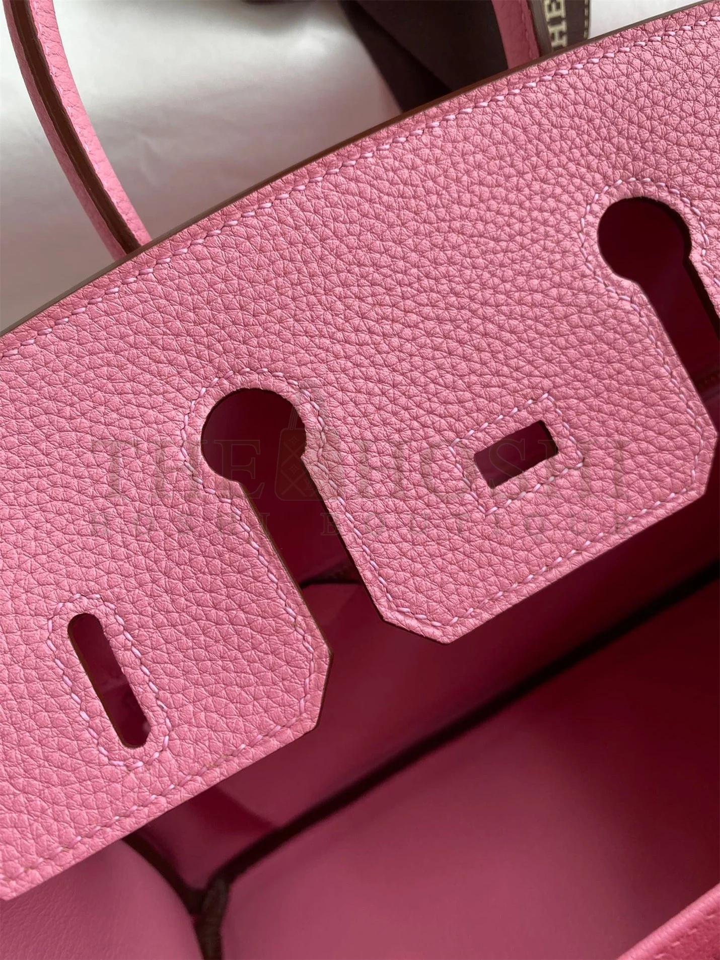 H**me5 Birkin 25 Retourne Handmade Bag In Pink Clemence Leather Master Quality