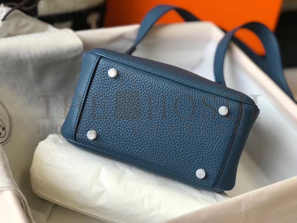H**me5 Mini Lindy Bag In Blue Agate Clemence Leather Master Quality