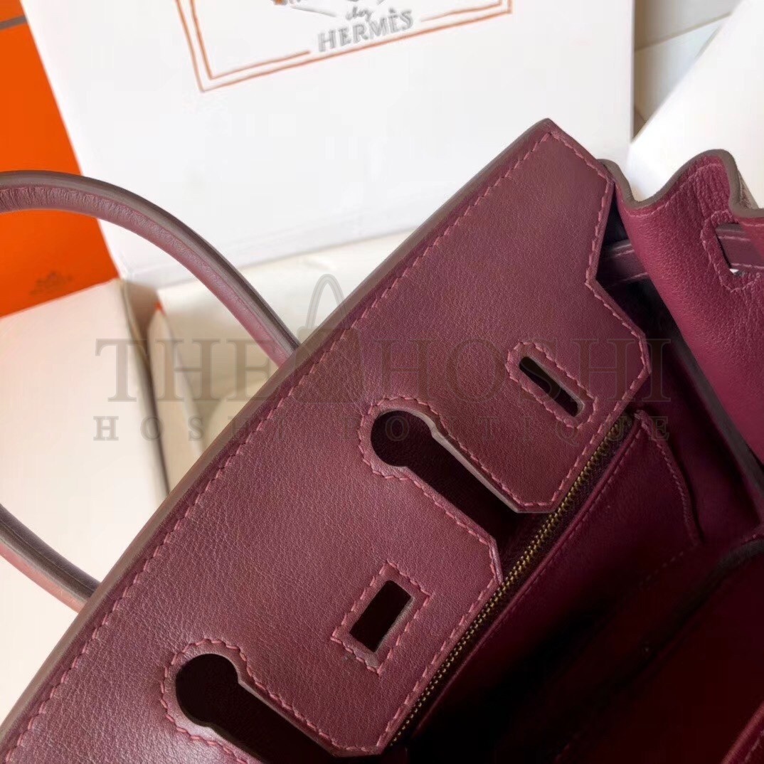 H**me5 Burgundy Birkin 25cm Swift Handmade Bag Master Quality
