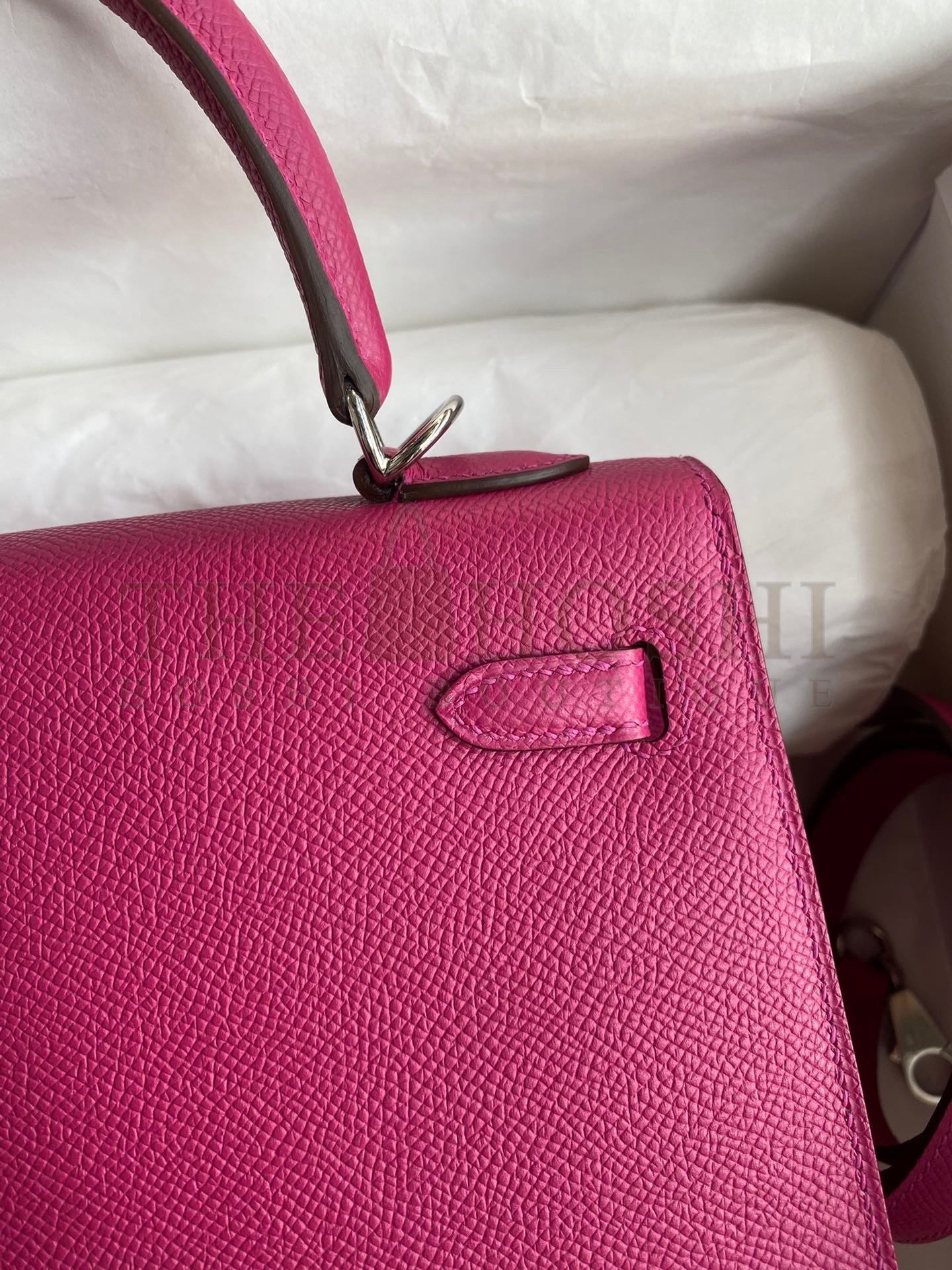 H**me5 Kelly Sellier 25 Handmade Bag In Rose Purple Epsom Calfskin Master Quality