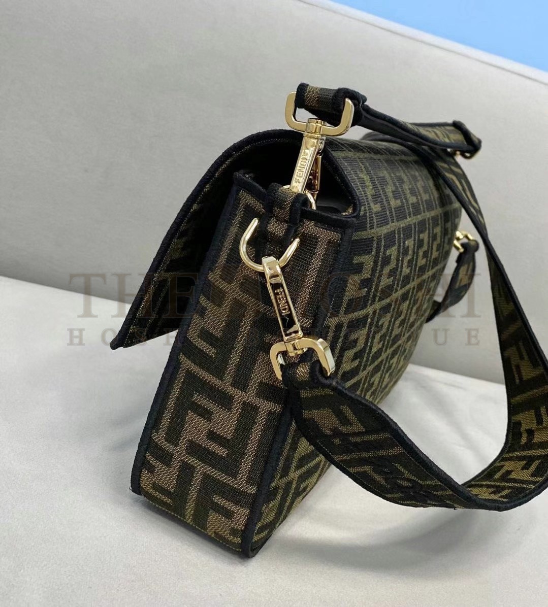 F**di Large Baguette Bag In Brown FF Jacquard Fabric Master Quality