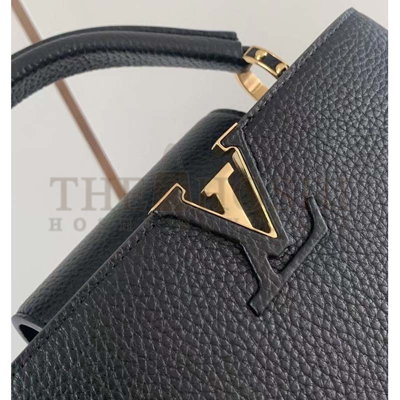 L0vis Vvtt0n LV Women Capucines BB Handbag Black Taurillon Leather Snap Hook Master Quality