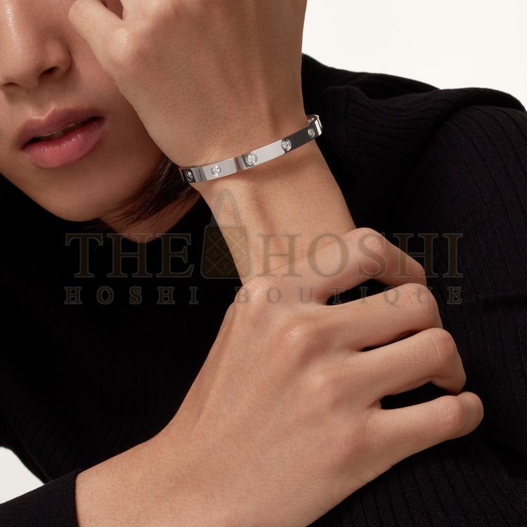 Ca*t1er Love Bracelet Dupe with Ten D1am0nds in White Gold Master Quality