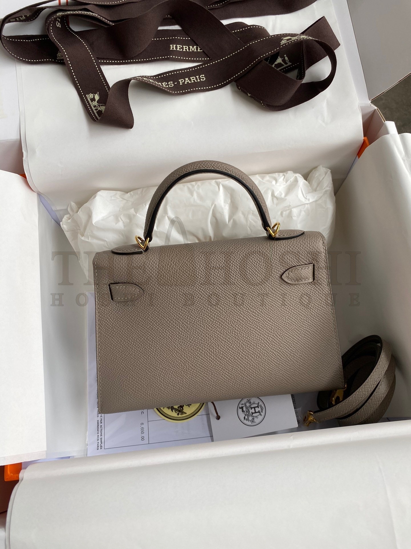 H**me5 Kelly Mini II Sellier Handmade Bag In Gris Asphalt Epsom Calfskin Master Quality