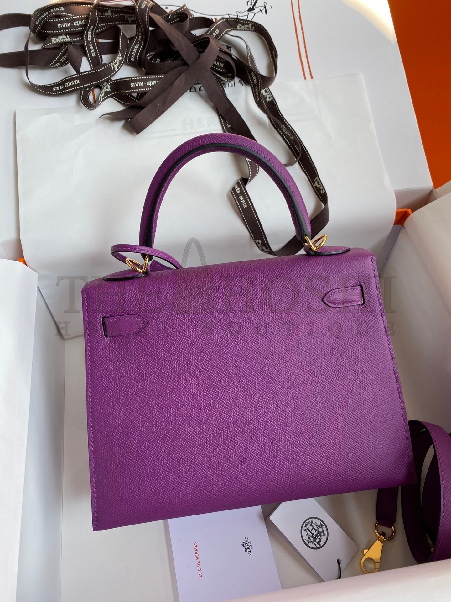 H**me5 Epsom Kelly 25cm Sellier Handmade Anemone Bag Master Quality